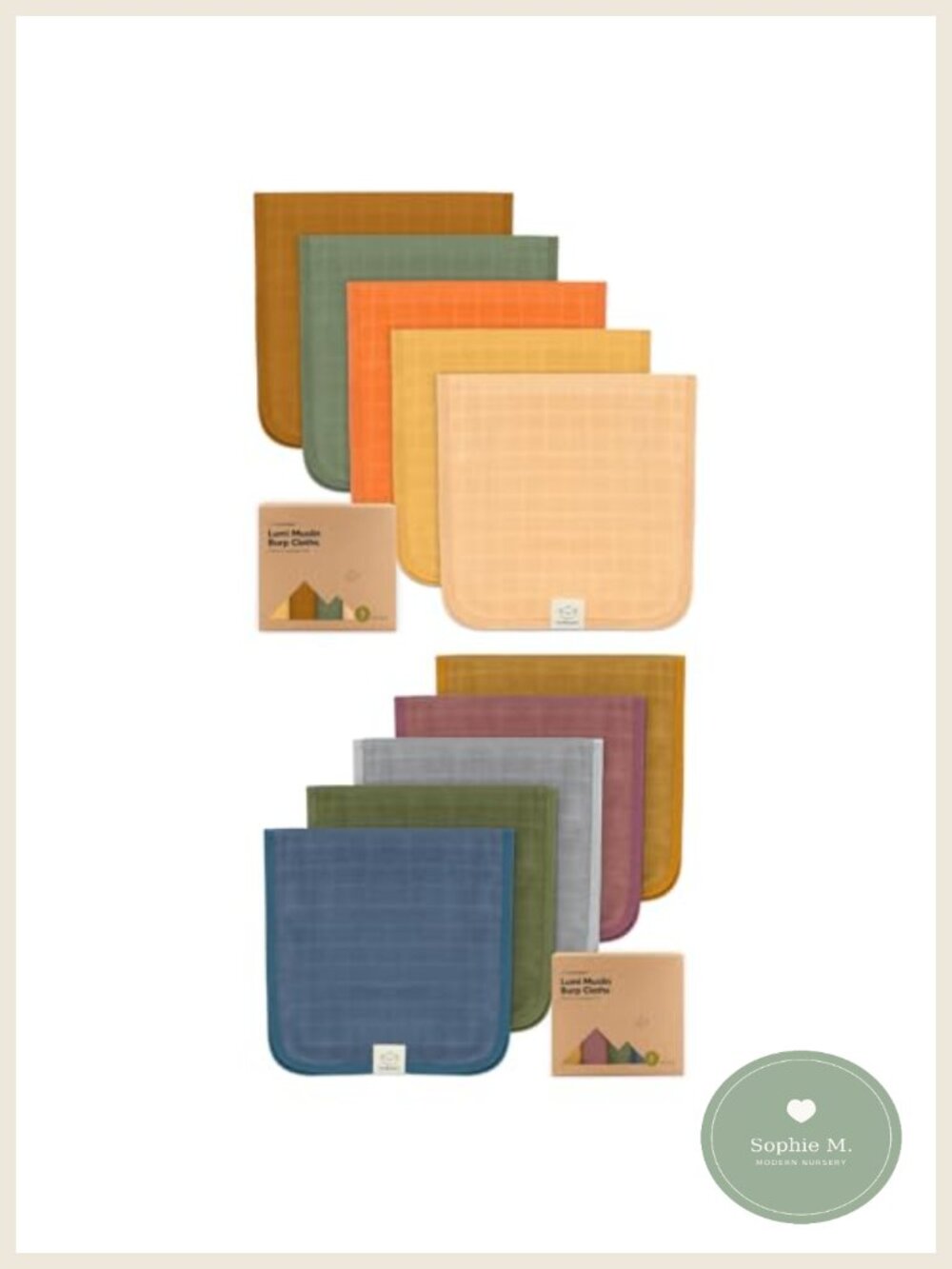 5-Pack Muslin Burp Cloths Soft Absorbent Baby Burp Rags